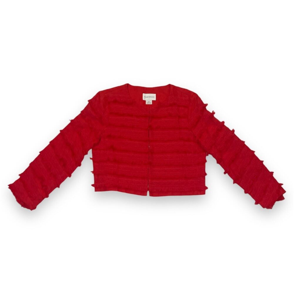 Club Monaco Red Rabah Linen Fringe Jacket - Women's Size Small